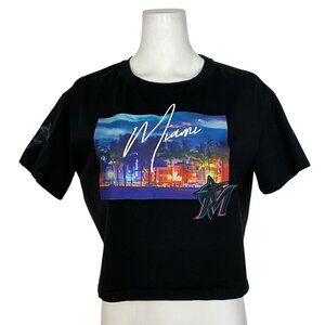 Miami Marlins Baseball Pro Standard Graphic Tee Shirt M Black Cropped